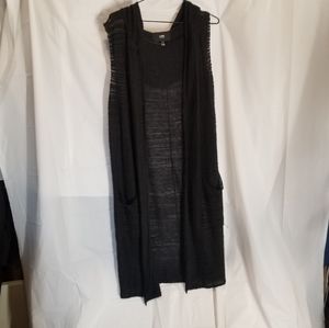 Hooded black cardigan with cashmere and alpaca - S